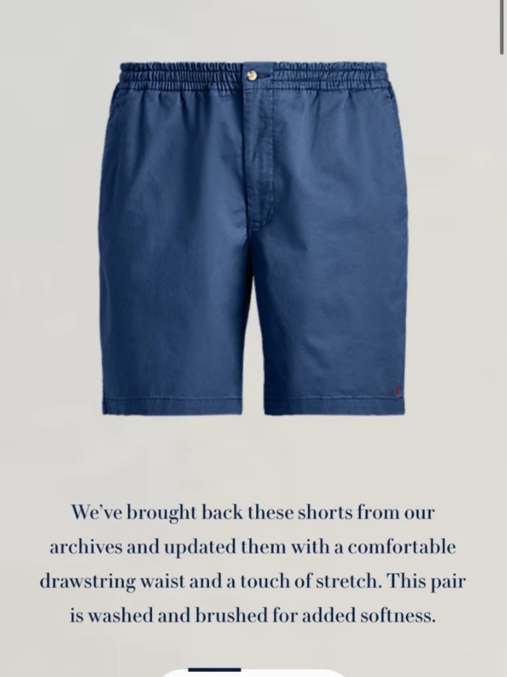 Polo by Ralph Lauren Prepster Navy Elastic Drawstring Shorts